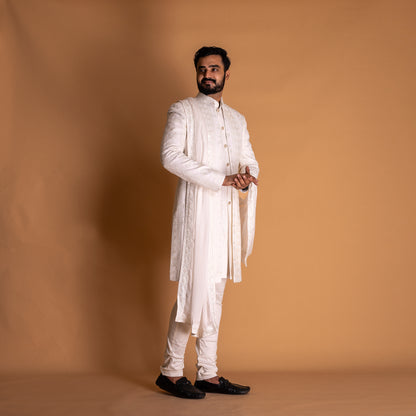 Classy White Indo-western Kurta set