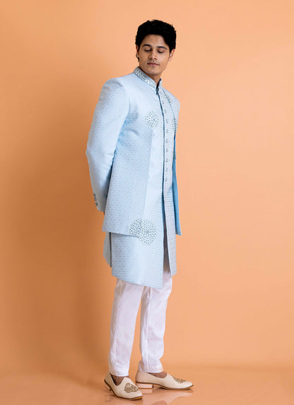 Ice-Blue Indowestern Set