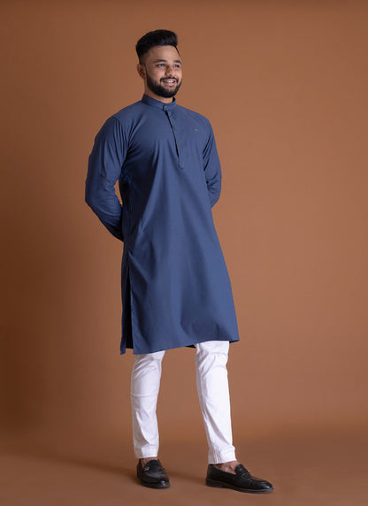 Solid Plain Navy Blue Kurta