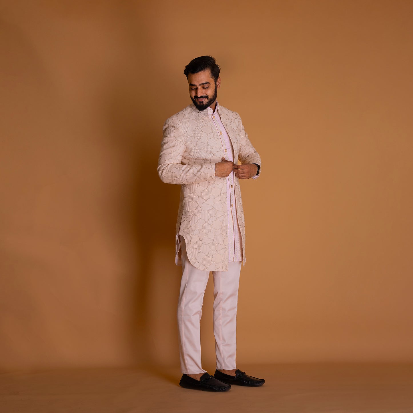 Men’s Peach Indo-western Kurta set