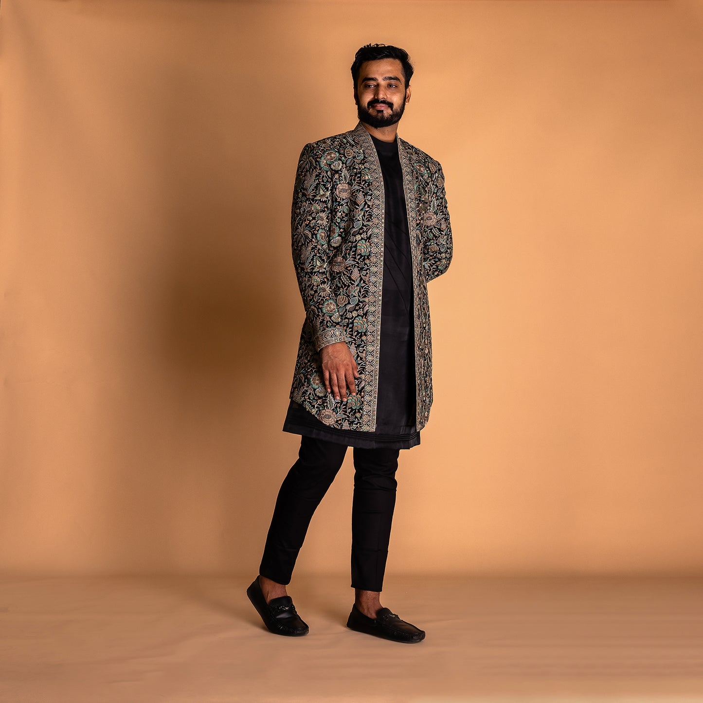 Black Indo-western kurta set