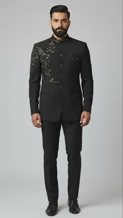 Designer Black Jodhpuri Bandhgala Set | Dresswala NX