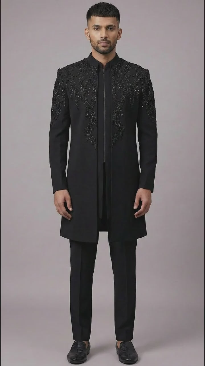 Eclipse Black Indo-Western Jacket Set