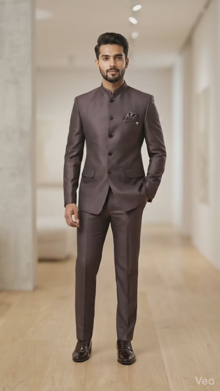 Premium Metallic Mauve Bandhgala Jodhpuri Suit