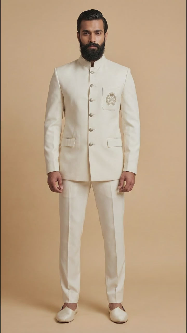 Ivory Bandhgala Suit for Men | Dresswala NX