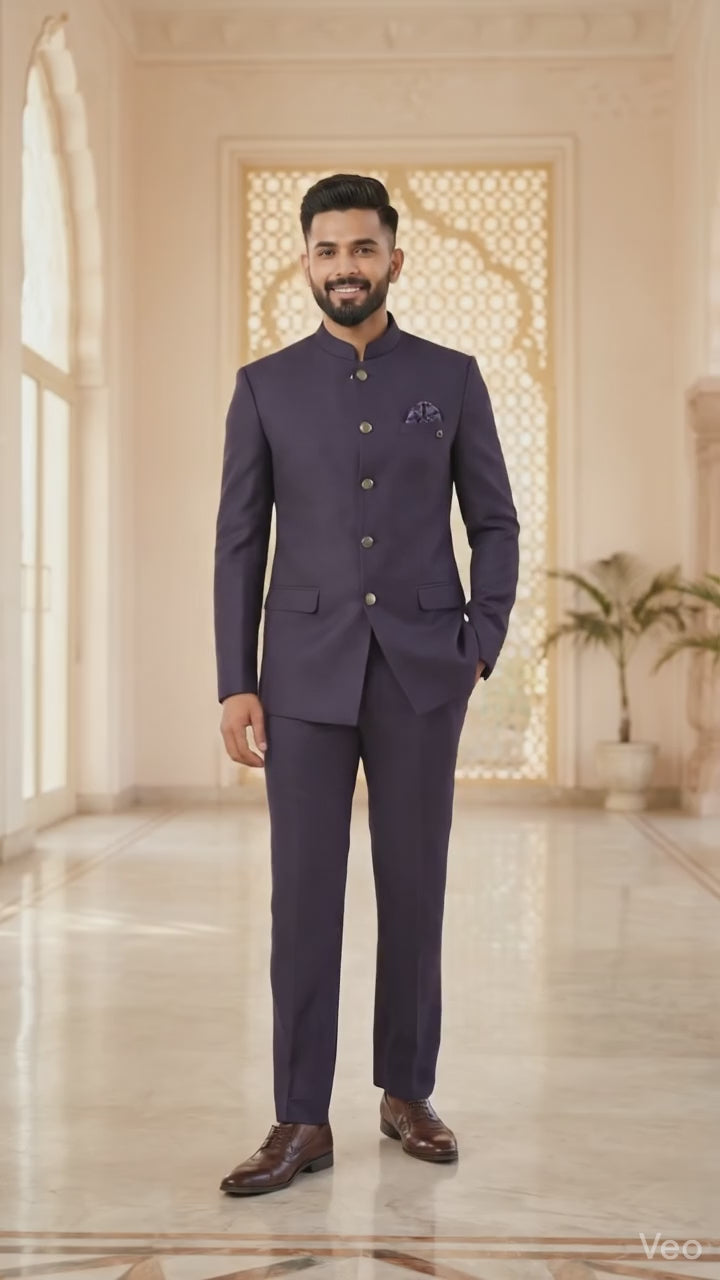 Premium Midnight Navy Bandhgala Jodhpuri Suit