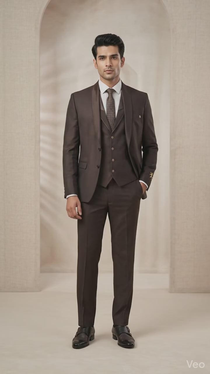 Five Piece Tuxedo (Espresso Brown) by DressWalaNX