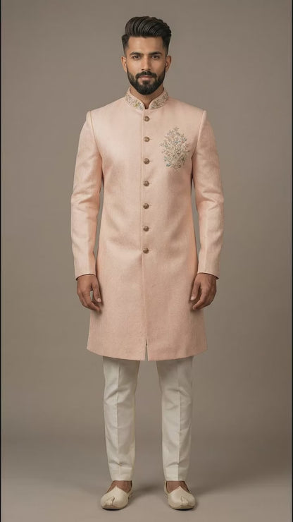 Peach Indo-Western Sherwani for Men | Wedding Wear – Dresswala NX