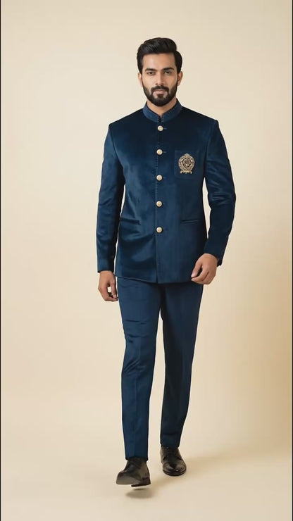 Royal Blue Jodhpuri Bandhgala Suit for Men | Dresswala NX