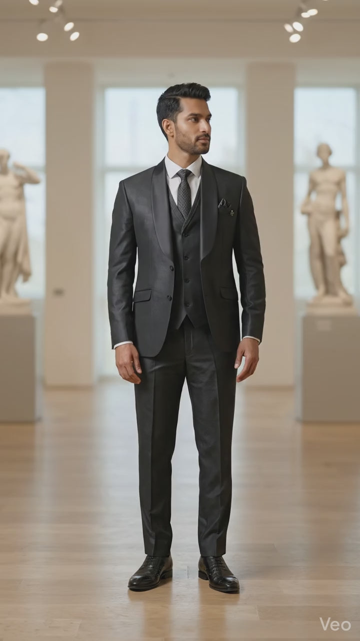 Five Piece Tuxedo (Jet Black) by DressWalaNX