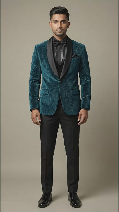 Teal Velvet Suit for Men | Dresswala NX