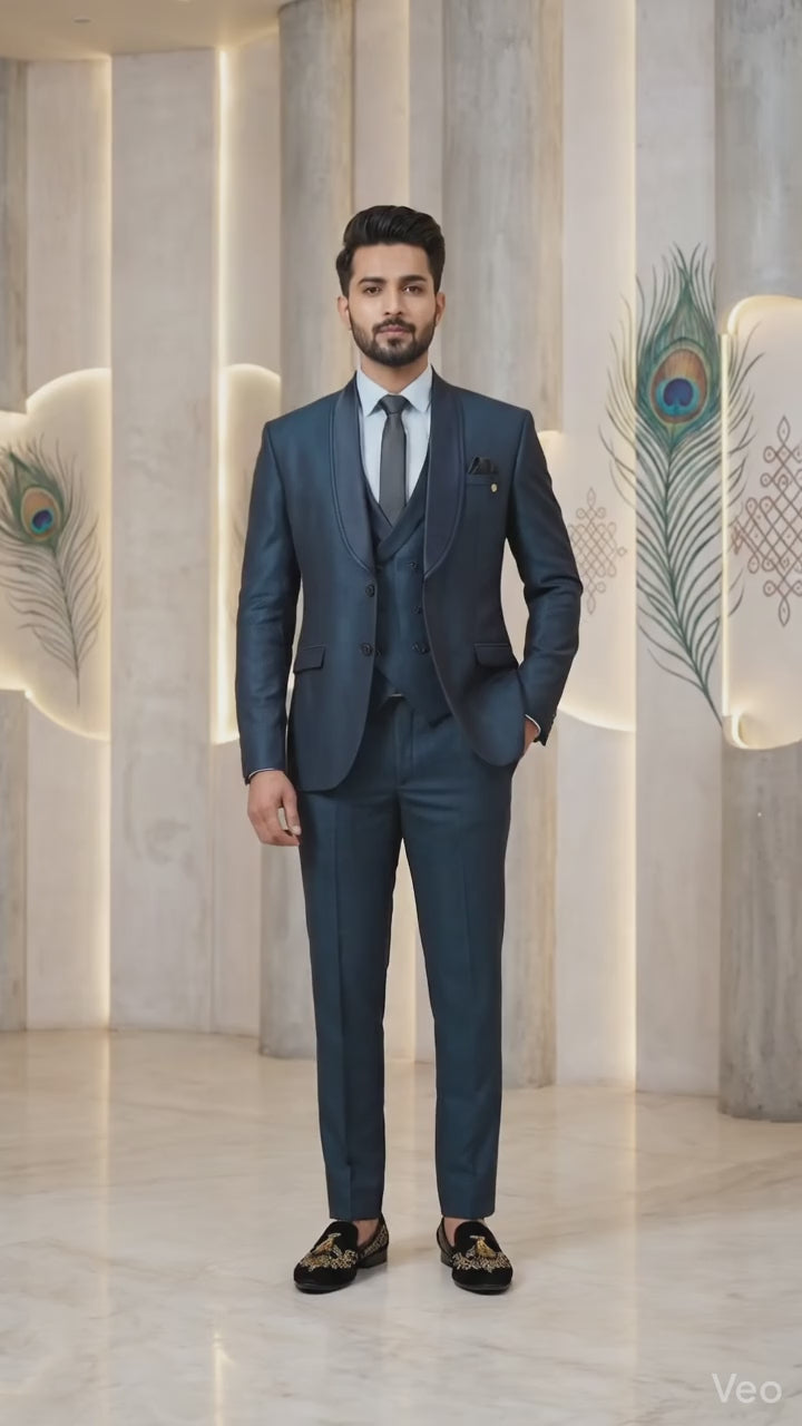 Five Piece Tuxedo (Dark Slate Navy) by DressWalaNX