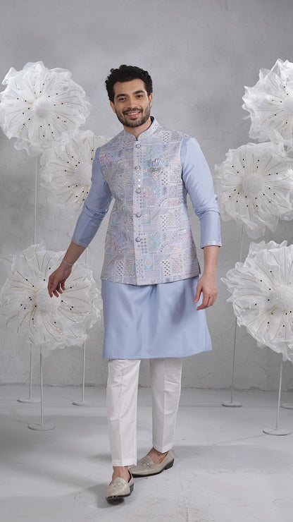 Celestial Aqua Bundi with Embellished Jacket