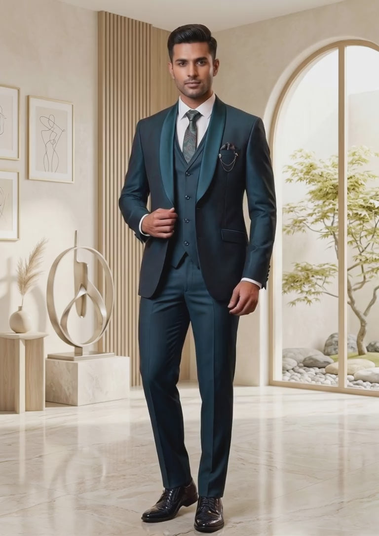 Five Piece Tuxedo (Teal Blue) by DressWalaNX