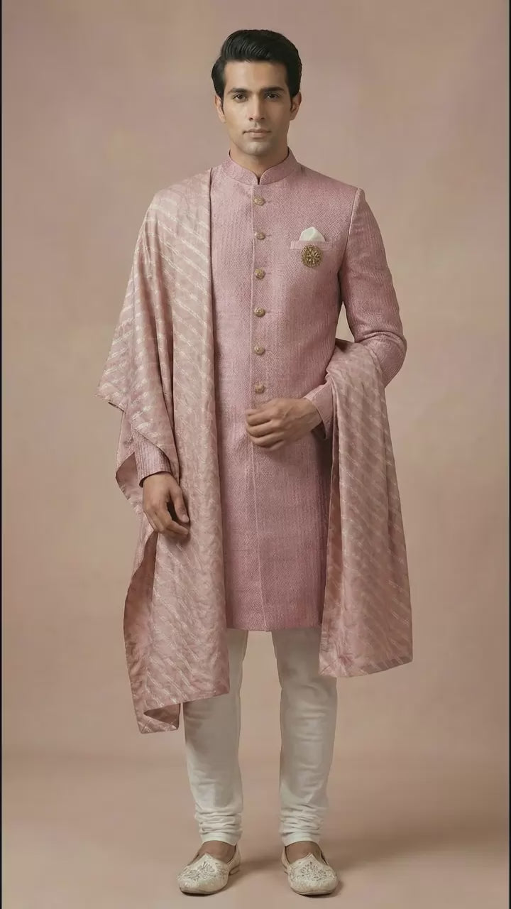 Blush Pink Indo-Western Sherwani for Men | Dresswala NX