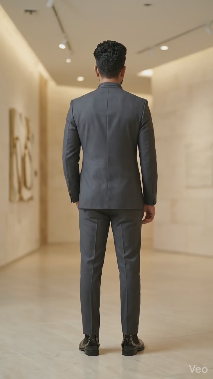 Men’s Charcoal Grey Premium Jodhpuri Bandhgala Suit