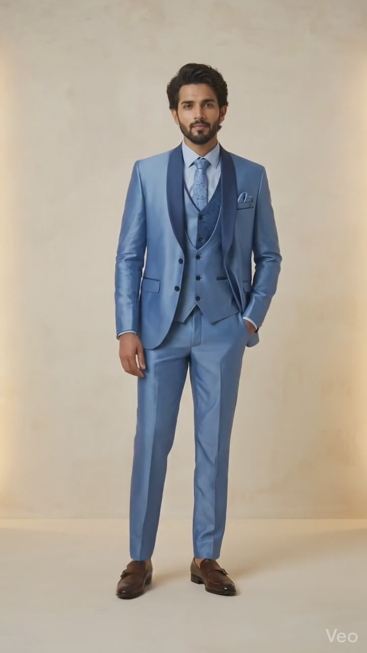 The Cerulean Satin-Lustre Five-piece Tuxedo