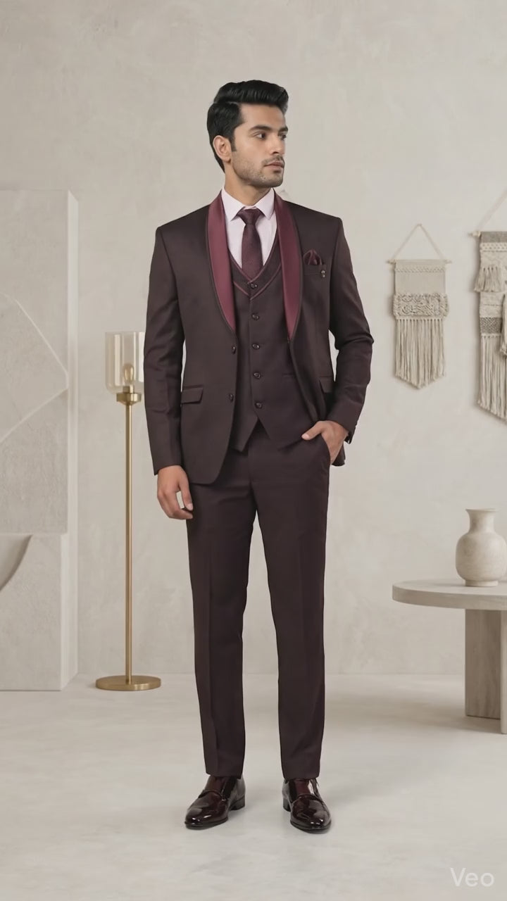 Five Piece Tuxedo (Plum Wine) by DressWalaNX