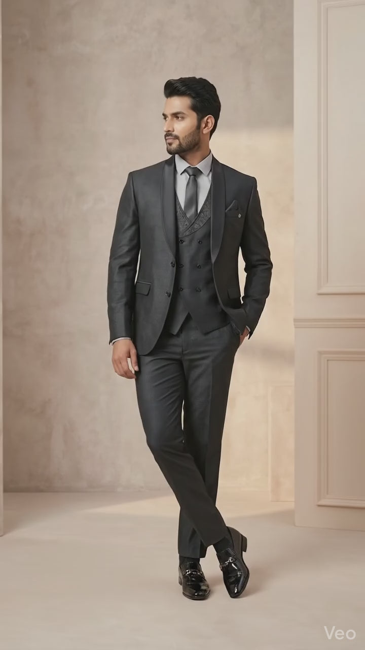 Five Piece Tuxedo (Graphite Black) by DressWalaNX