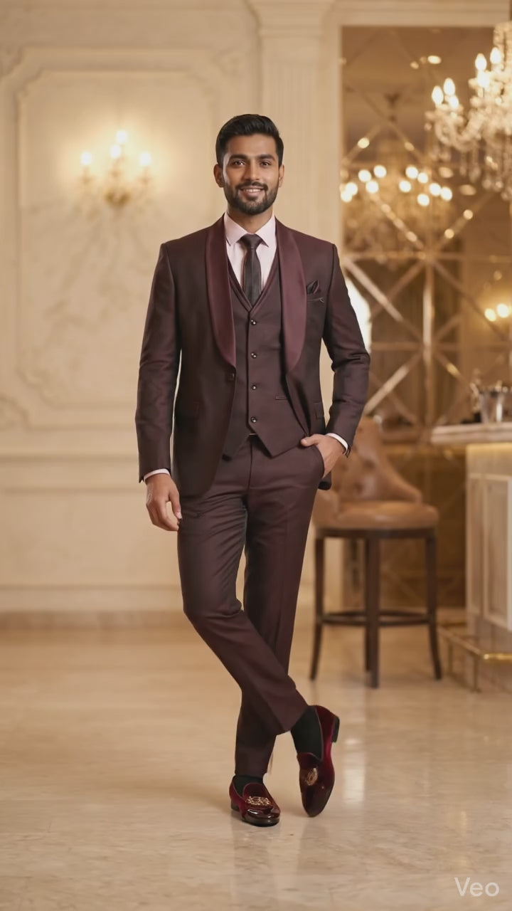 Five Piece Tuxedo (Burgundy Wine) by DressWalaNX