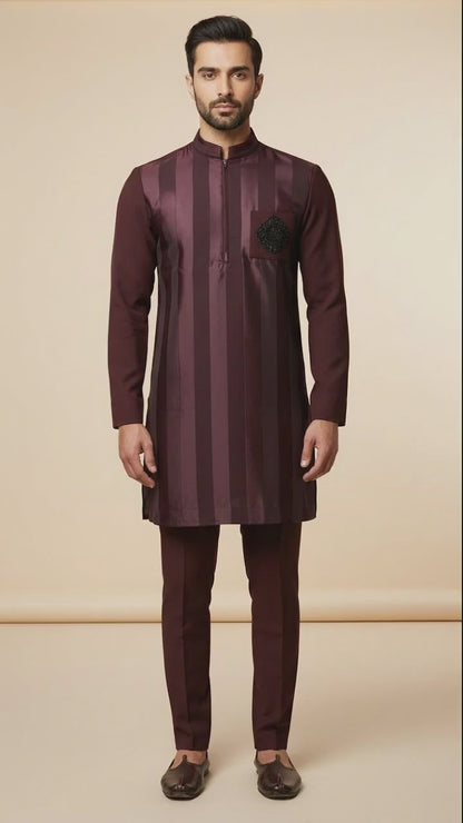 Maroon Striped Kurta Set for Men | Dresswala NX
