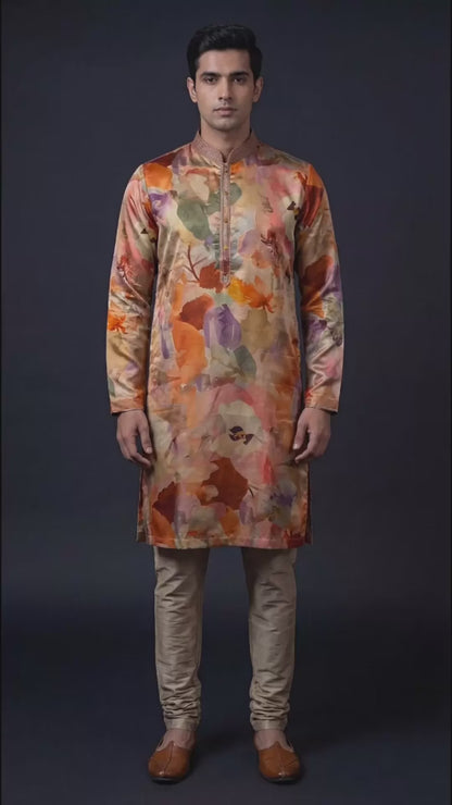 Multicolour Floral Printed Kurta Set for Men | Dresswala NX