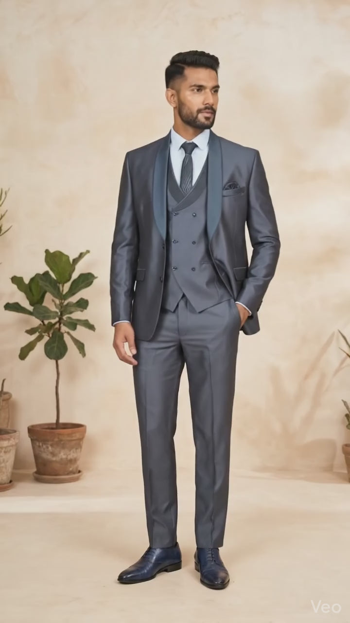 Five Piece Tuxedo (Steel Grey) by DressWalaNX