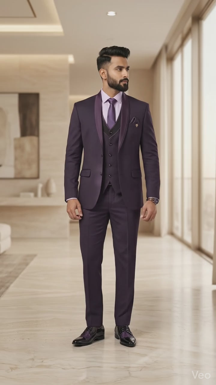 Five Piece Tuxedo (Deep Violet) by DressWalaNX